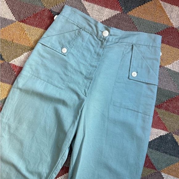 Ilana Kohn Light Green Linen Trousers - Picture 2 of 4